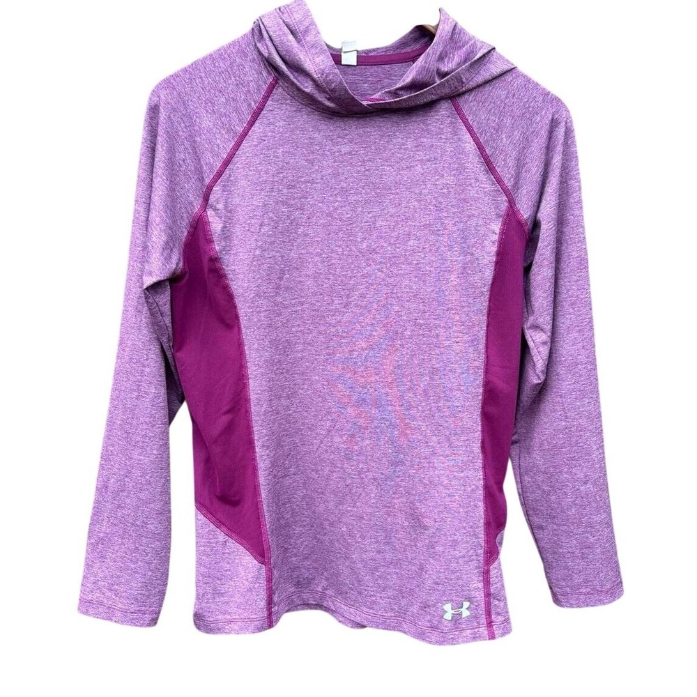 Under Armour Hoodie Women Small Purple Excellent HeatGear Fitted Long Sleeve Top